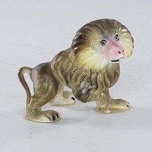 Bone China Macaque Baboon Monkey Walking Miniature Figurine